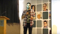El becario del núcleo y publicista Guillermo Pereira dicta en taller "Inventemos historias: técnicas para impulsar la creatividad al escribir" en la Expo FYC (Concepción, 5 de noviembre de 2016)